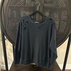 Women Abercrombie & Fitch navy blue distressed sweatshirt size xl